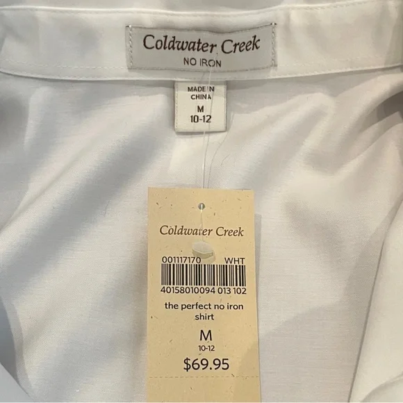 NewColdwater Creek Medium 10-12 White Oxford Button Down with Burgundy Cardigan - Picture 7 of 16